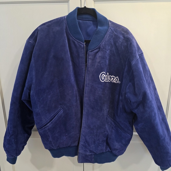 Vintage 90s Florida University Gators Reversible Suede / Nylon Varsity Jacket L - Picture 2 of 15